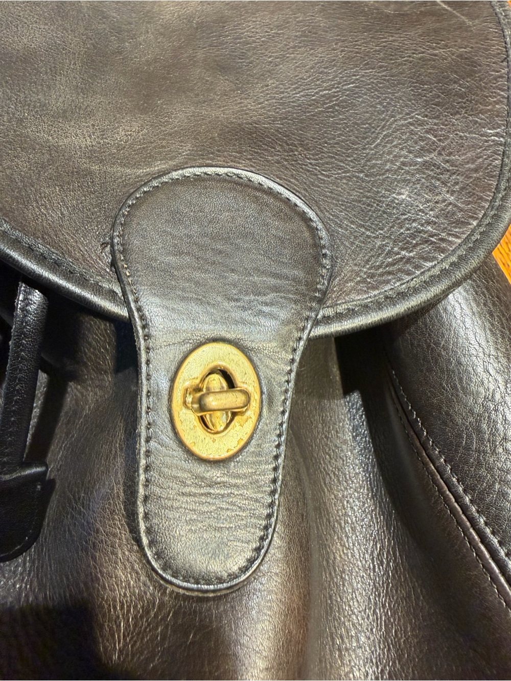 Coach Black Leather Backpack with Gold Turn-Lock - Picture 10 of 16
